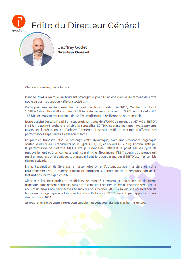 Lettre aux actionnaires juillet 2025