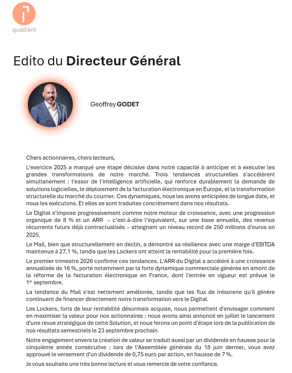 Edito du Directeur Général