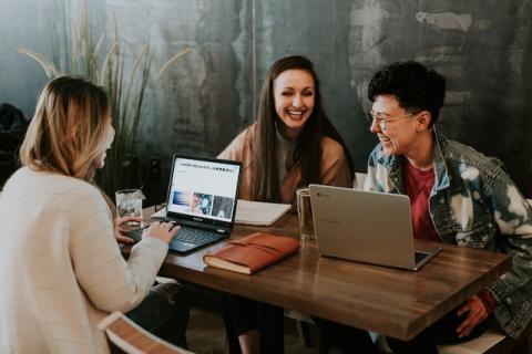 people smiling at work